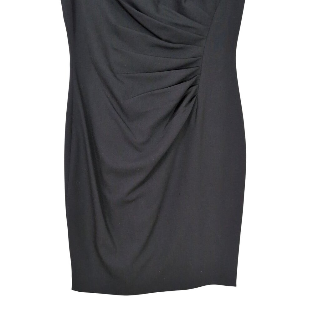 Calvin Klein Sheath Dress Womens 6 Black Cap Sleeve Cut Out Neck LBD Career Date - Picture 5 of 13
